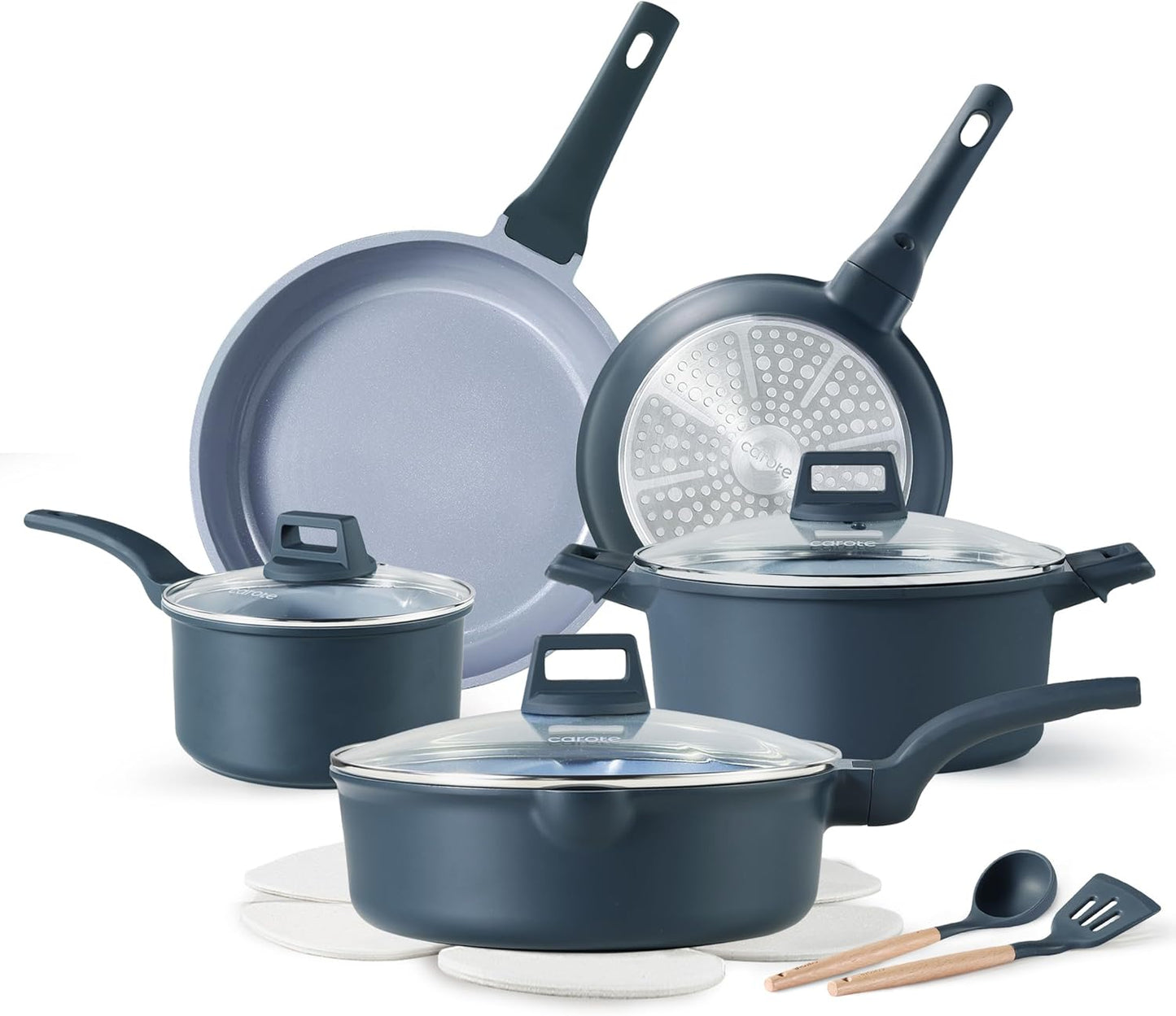 CAROTE 14 Pcs Ceramic Cookware Set for Effortless Cooking