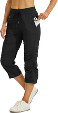 Women's Quick-Dry Capris Travel Pants - Lightweight Striped Capris
