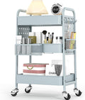 TOOLF Metal Rolling Storage Cart 3-Tier Utility Cart - Pegboard