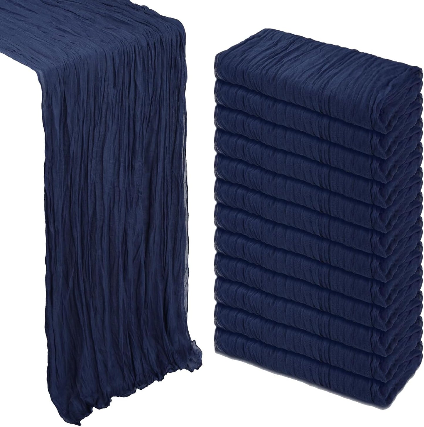 Navy Blue Cheesecloth Table Runner Set for Elegant Events