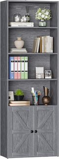 Industrial Bookshelf and Bookcases with Doors - Tall 6-Tier Storage
