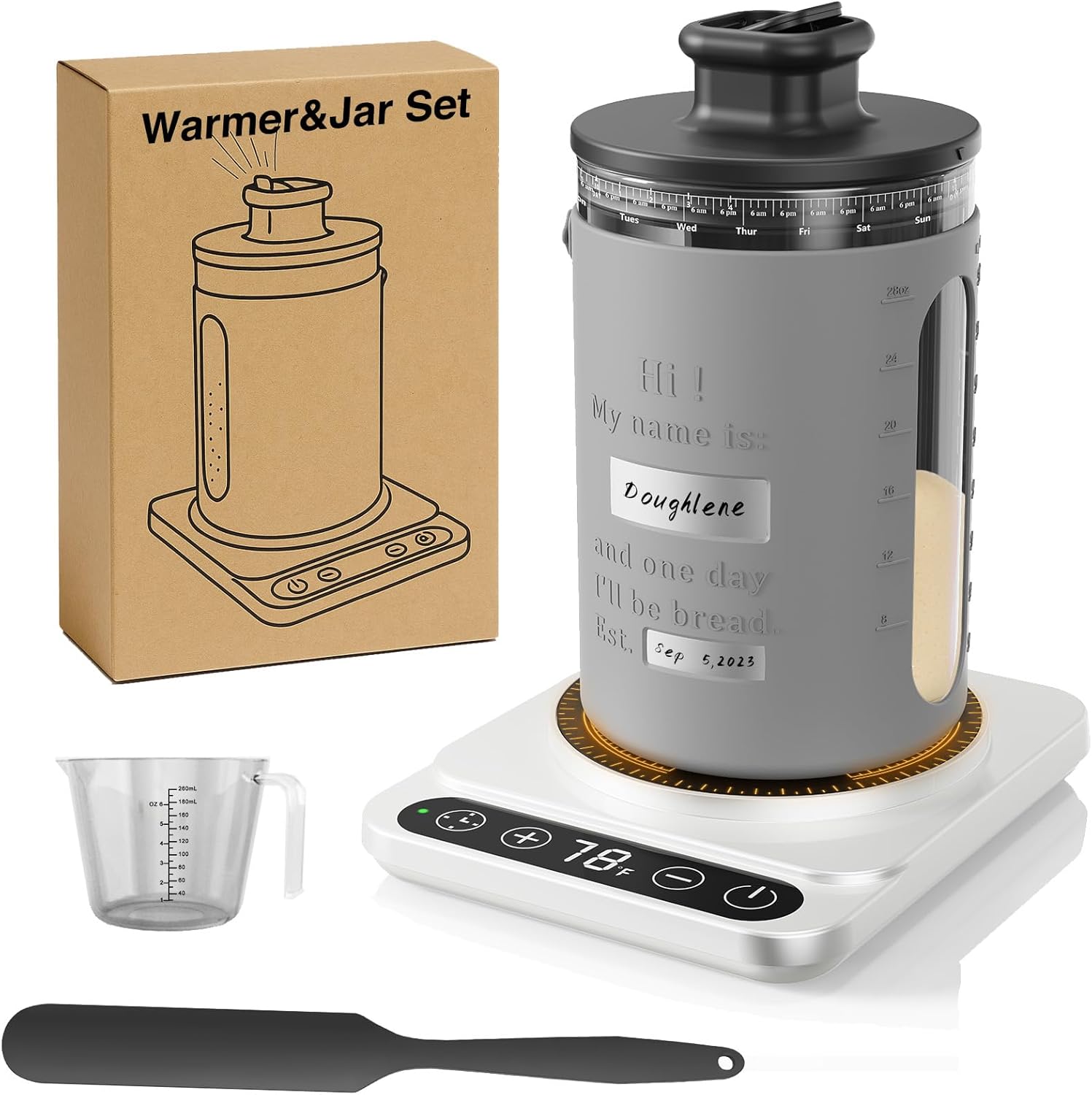 Sourdough Starter Warmer with Personalized 34oz Fermentation Jar