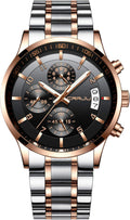 CRRJU Men's Stainless Steel Watch - Elegant Chronograph