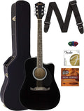 Black FA-125CE Dreadnought Cutaway Acoustic-Electric Guitar - Bundle