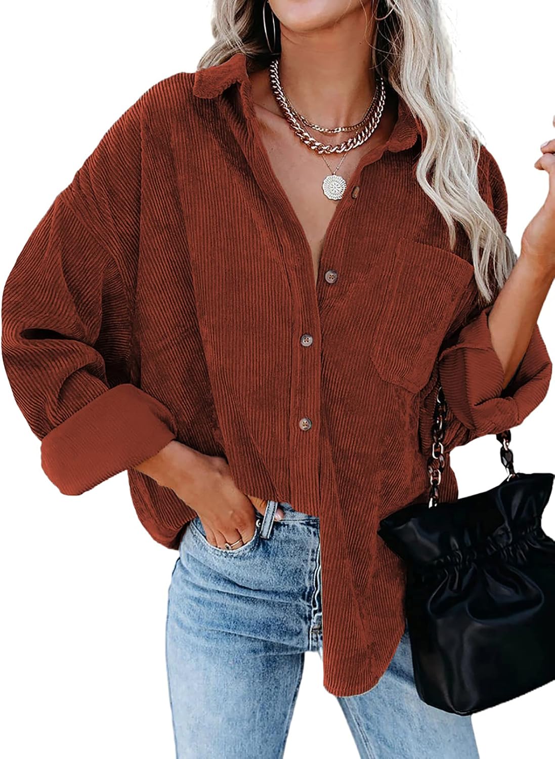Astylish Women Corduroy Shirts for Casual Long Sleeve Style