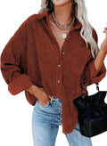 Dokotoo Womens Corduroy Button Down Shirt - Oversized Comfort Cuffs