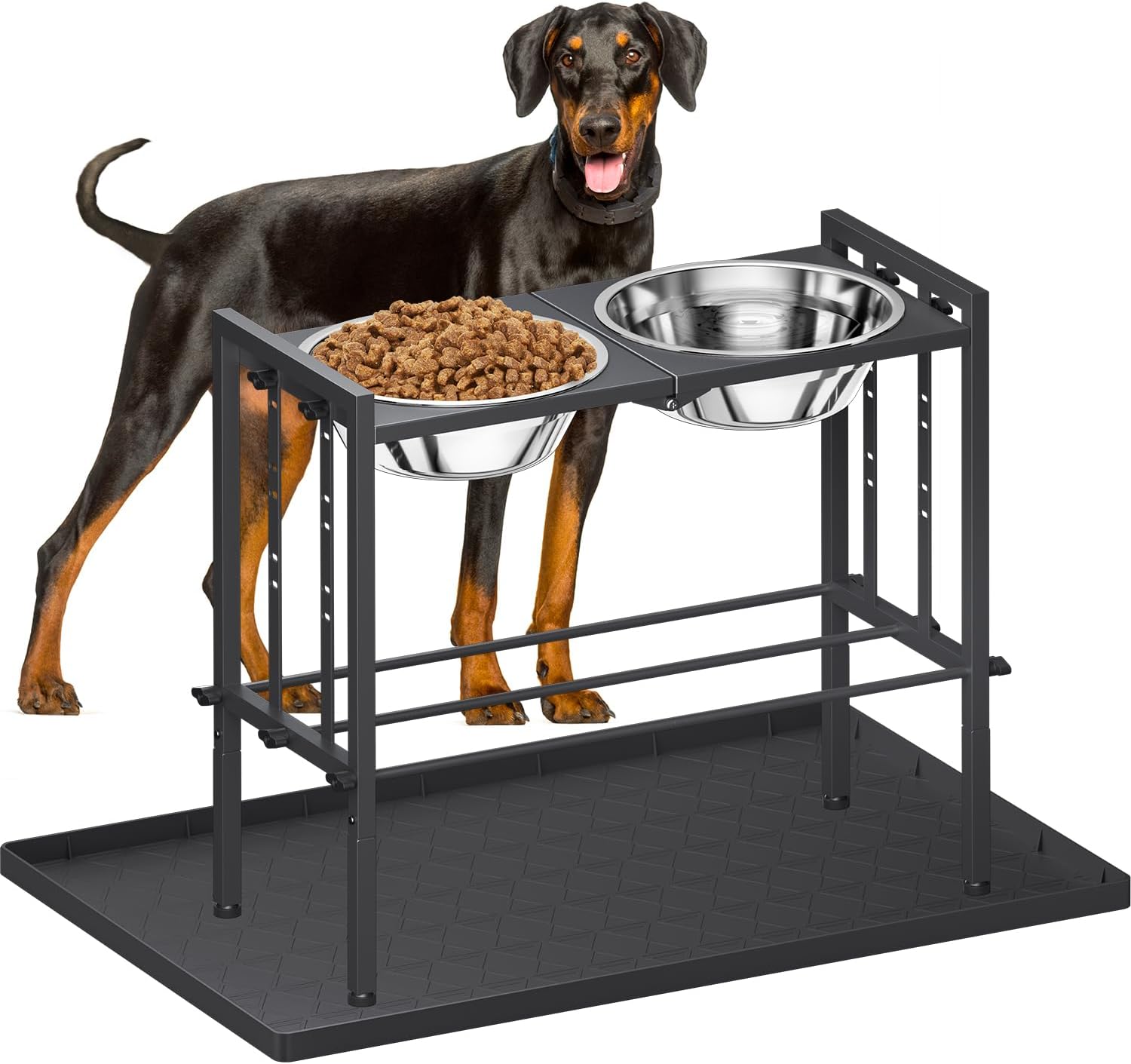 Raised Metal Dog Bowls for Large Breeds with Adjustable Heights