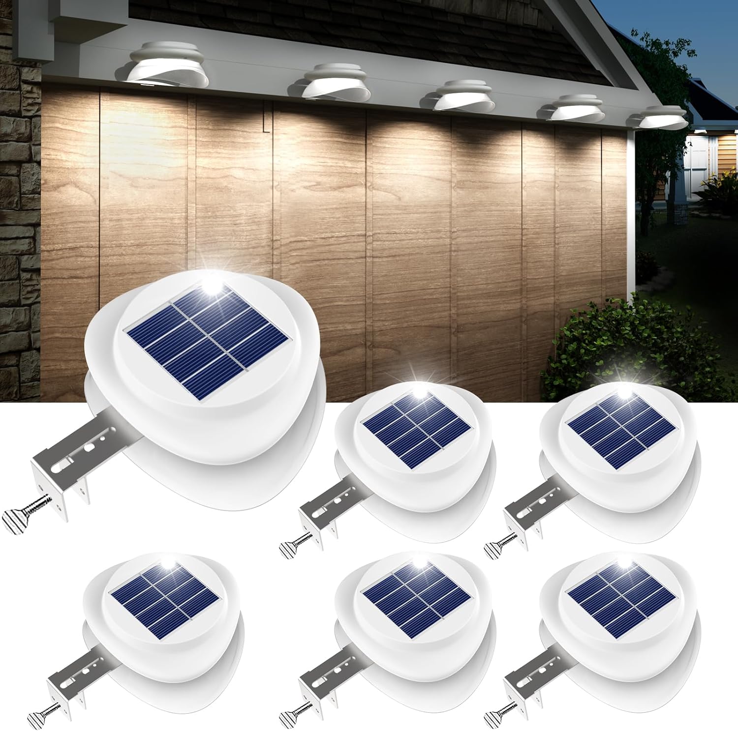 ROSHWEY Gutter Lights Solar Powered for Garden and Pathway