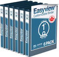 Easyview Premium 3-Ring Binders with Clear Covers - Pack of 6