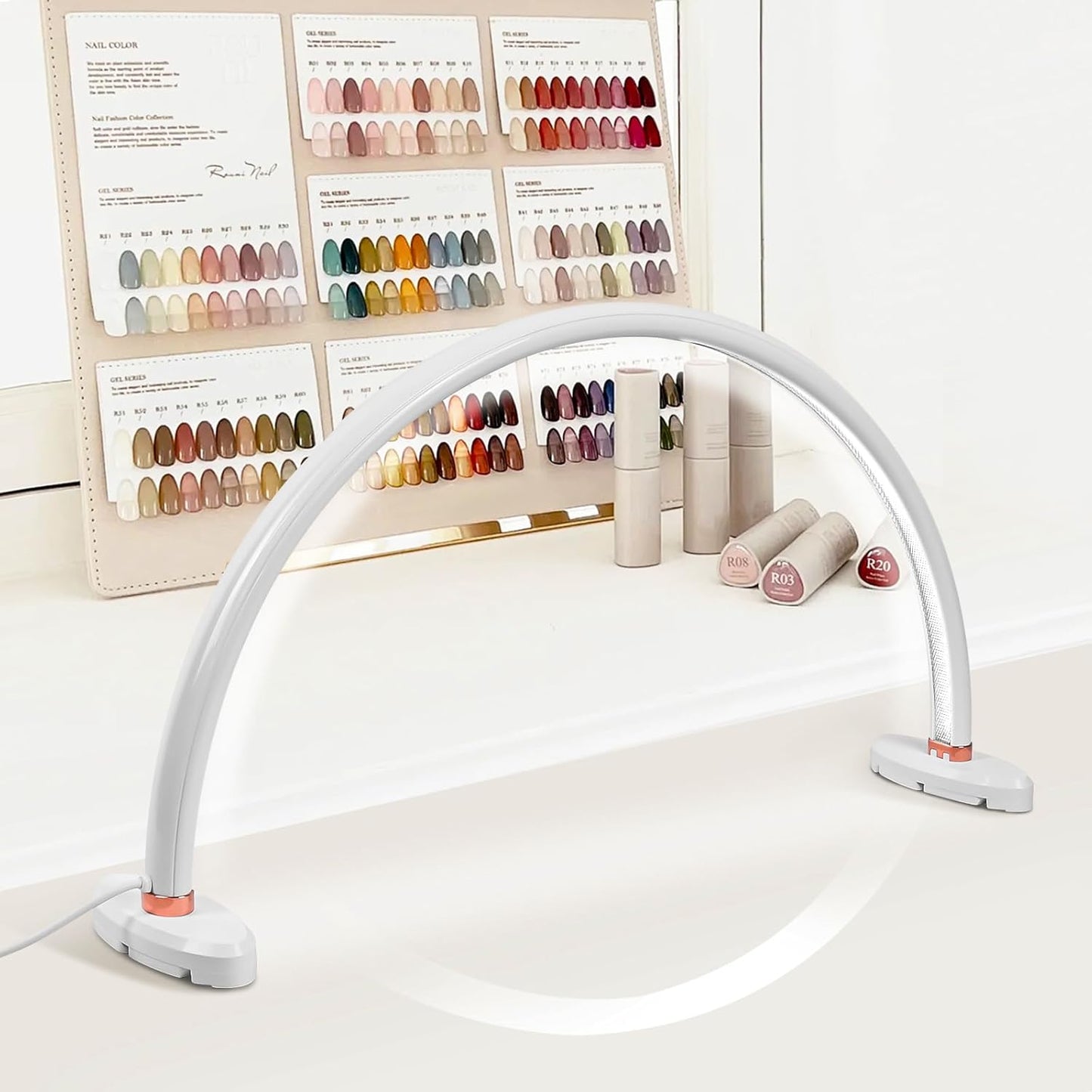 Half Moon Light for Nail Desk 20in LED Table Light with Modes