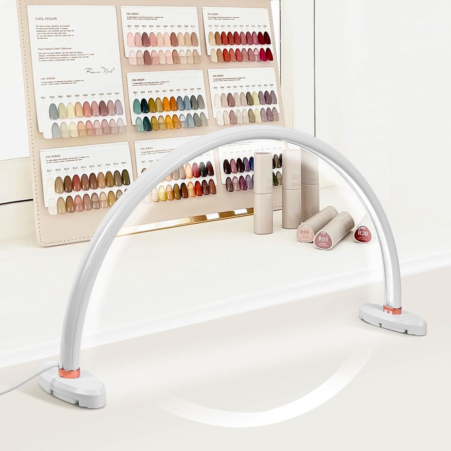 Half Moon Light for Nail Desk 20in LED Table Light with Modes