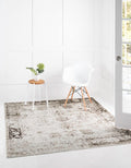 Unique Loom Sofia Collection Area Rug - Casino 6ft 1in Square Beige