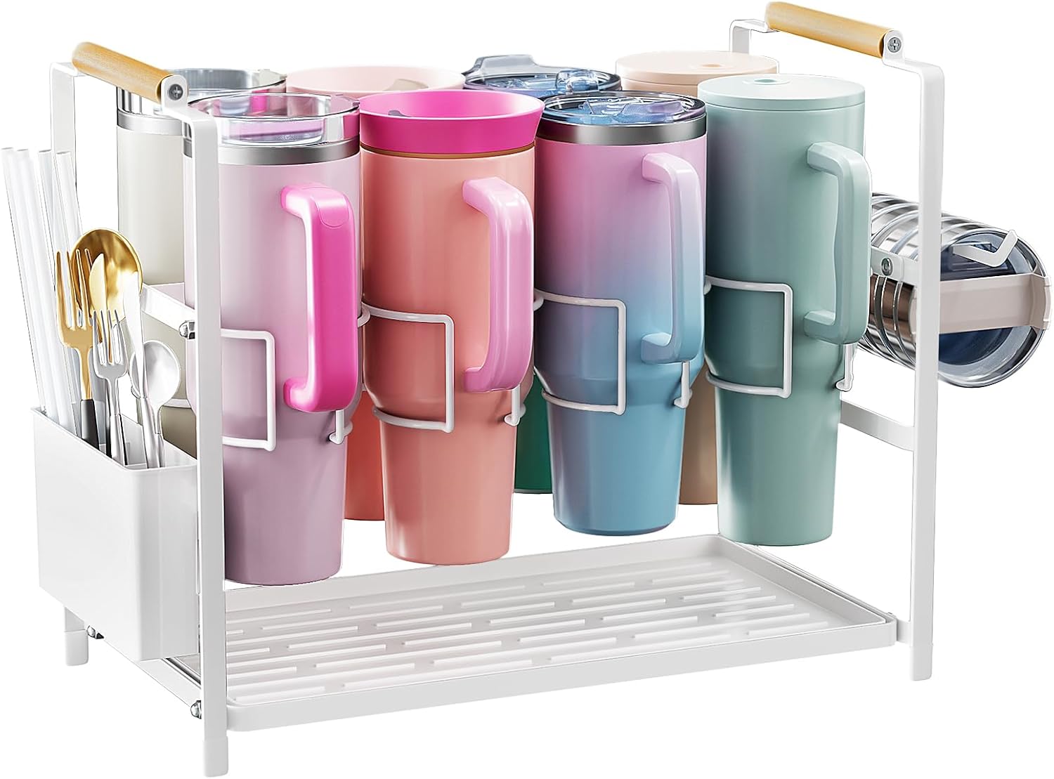 Water Bottle Organizer Drying Rack for 40 oz Tumbler with Handle