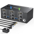 8K@60Hz HDMI KVM Switch 3 Monitors 2 Computers - Triple Display KVM