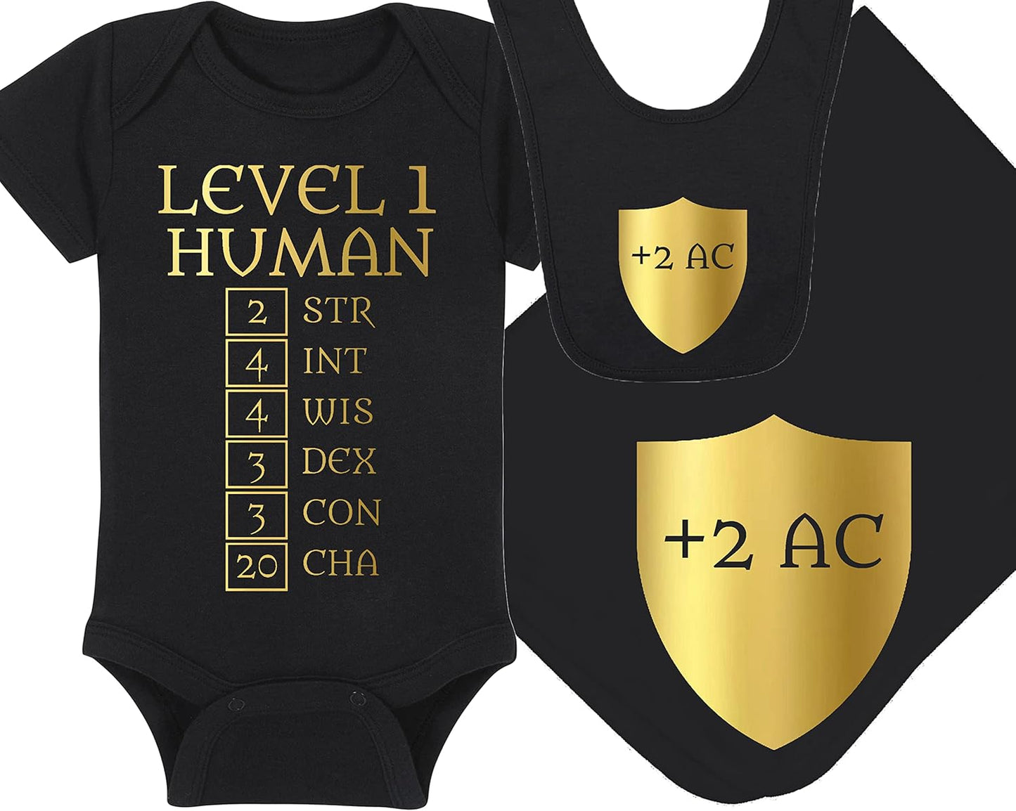 Level 1 Human Baby Onesie, Hat, Blanket, and Bib Set