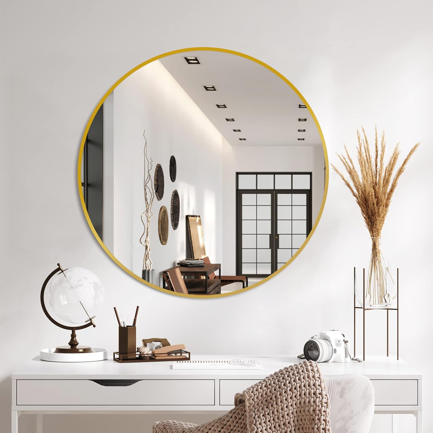 26ft' Round Circle Mirror with Gold Frame for Modern Decor