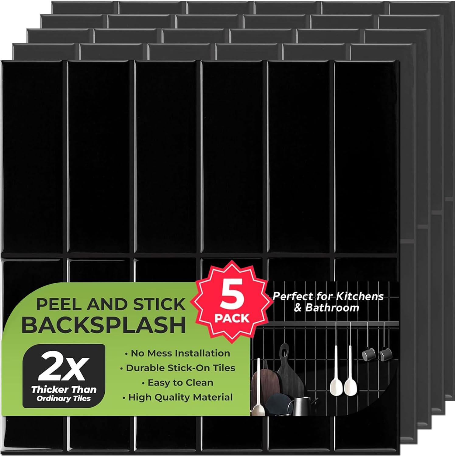 5 Pack Peel and Stick Backsplash Subway Tiles for Easy DIY