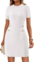 Work Dresses for Women Summer Business Casual Short Sleeve Sheath Wear