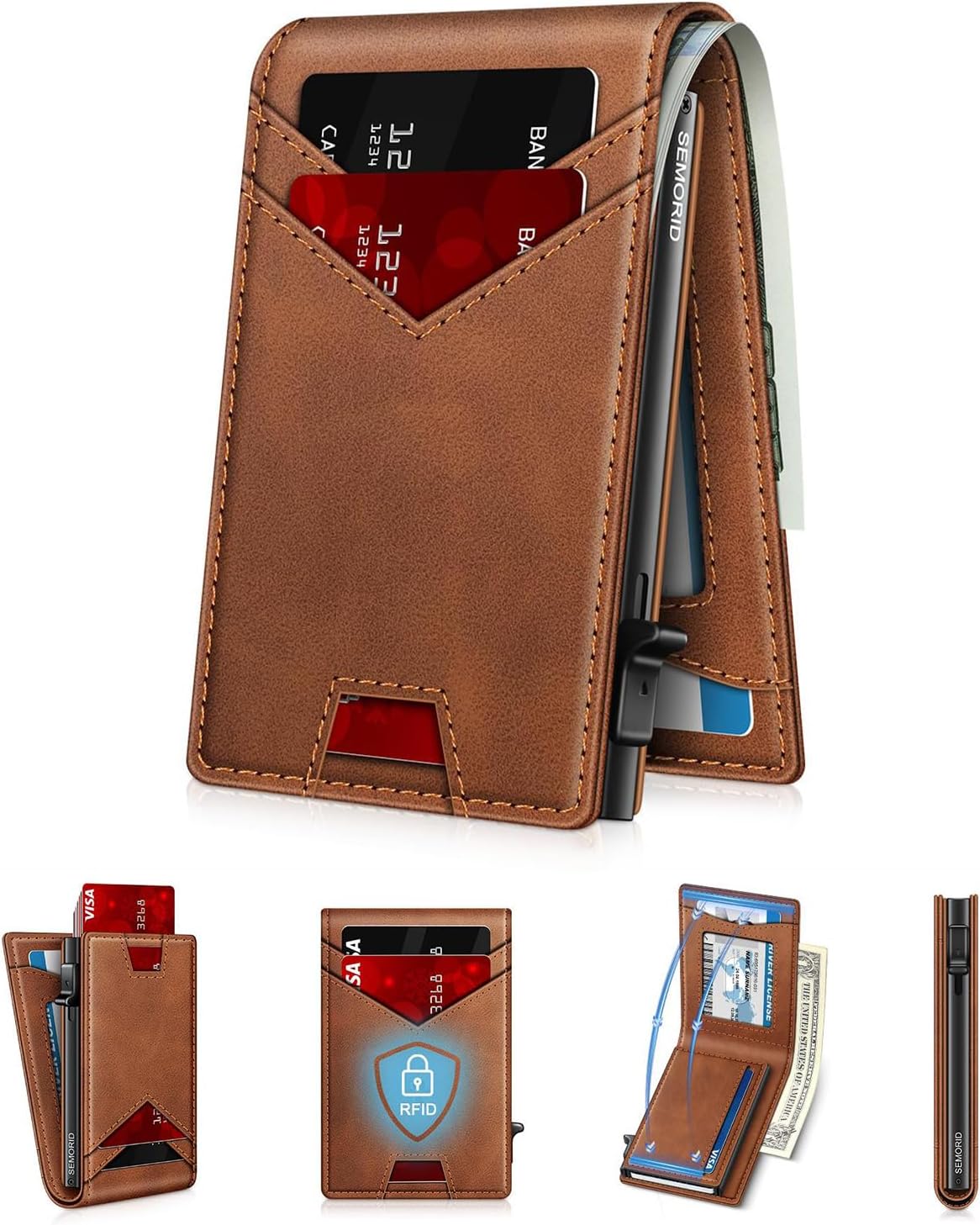 Slim Pop Up Card Holder Wallet for Men with RFID Blocking