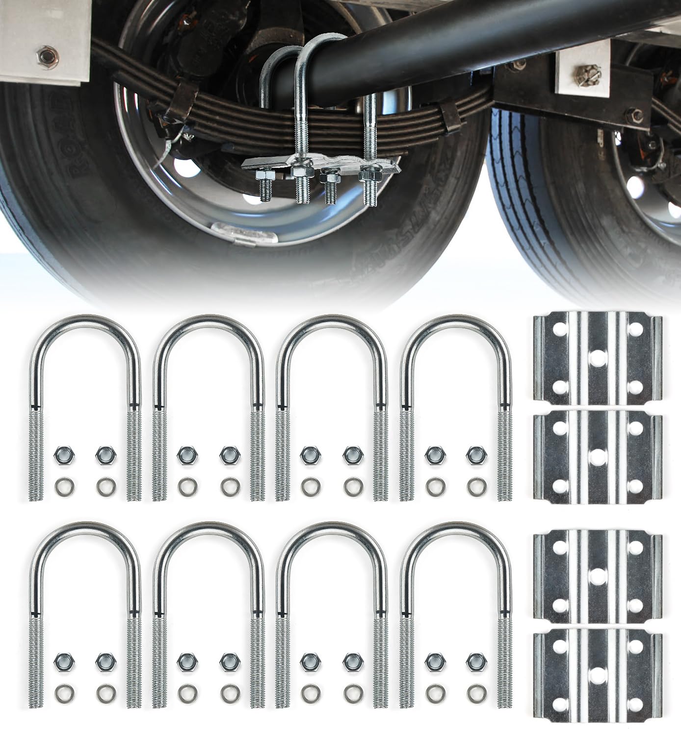 Heavy Duty Trailer U Bolt Kit for 3,500 lb Axles - 2-3/8 in