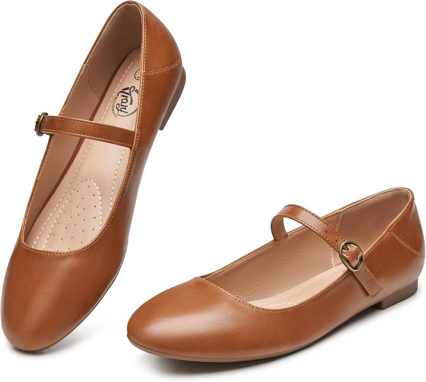 Trary Mary Jane Ballet Flats for Women - Comfortable Dressy Shoes