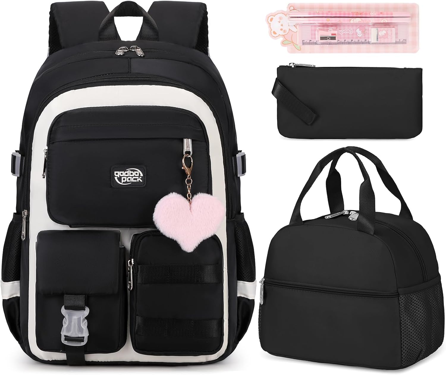 3PCS Girls Backpack for College and High School Students