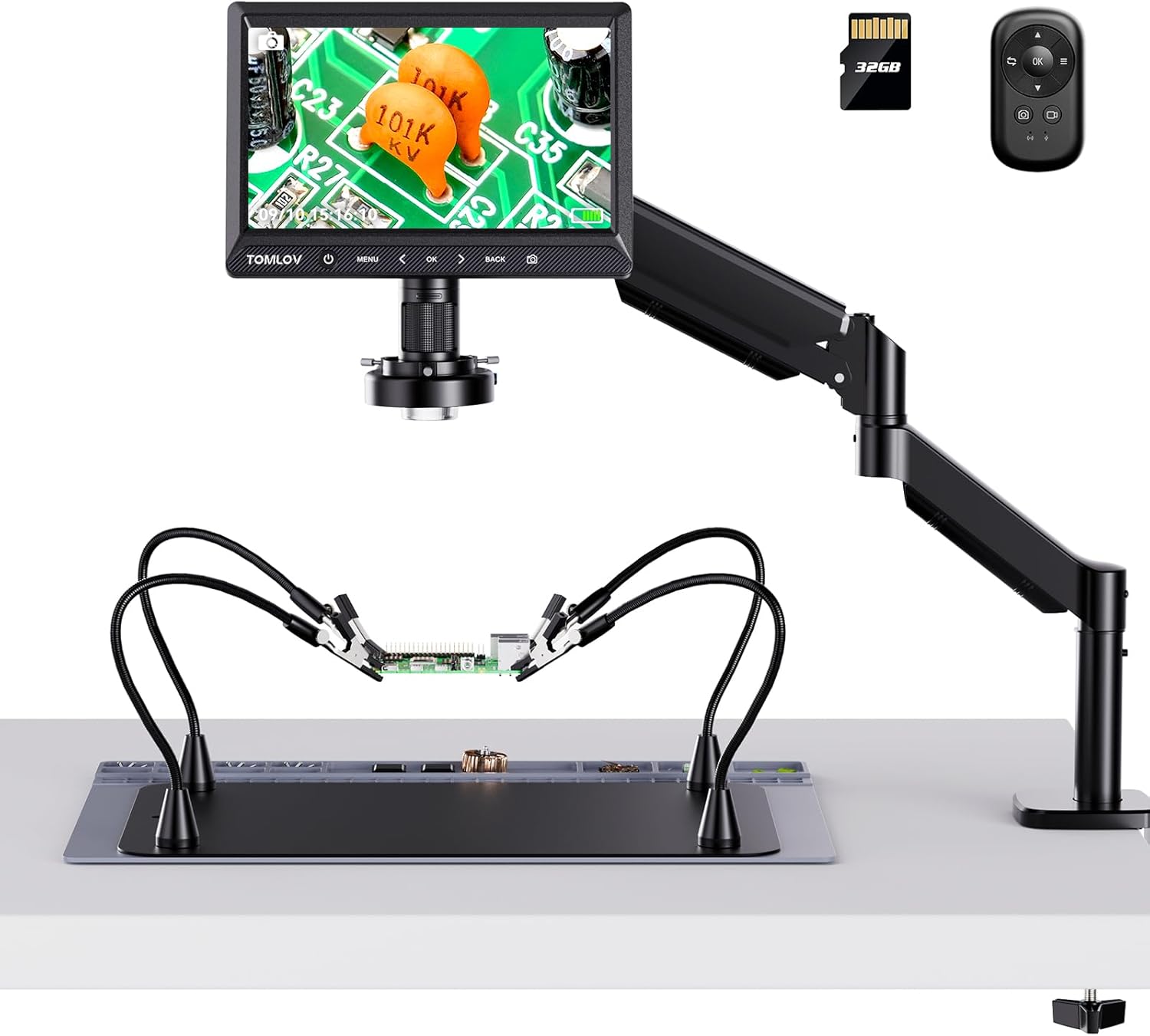 TOMLOV DM702 Flex-S 10.1in Digital Microscope for Soldering