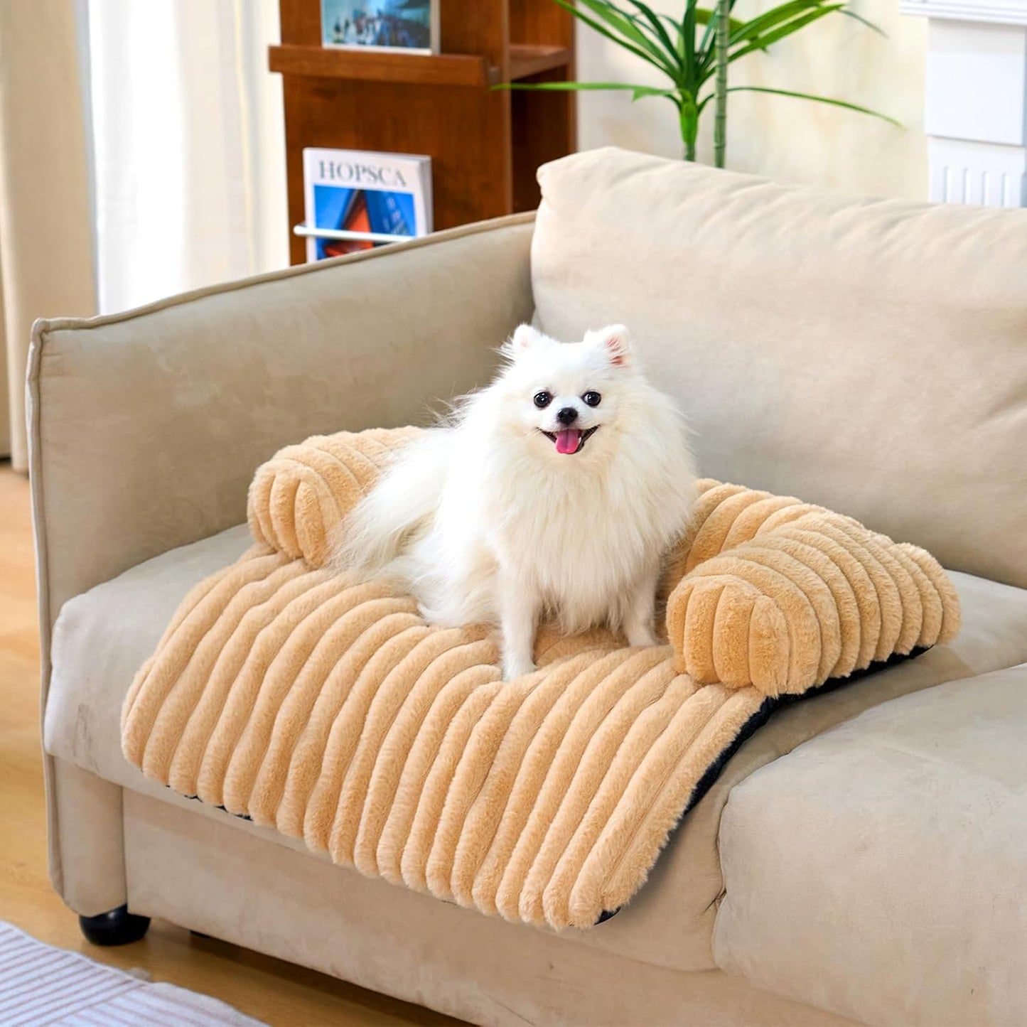 FUNNY FUZZY Pet Couch Cover for Sofa and Calming Dog Bed