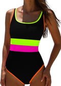 One Piece Swimsuit for Women Neon Tummy Control - Modest Curvy Fit
