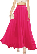 v28 Women Full/Ankle Length Pleated Chiffon Maxi Skirt - Flowy Fit
