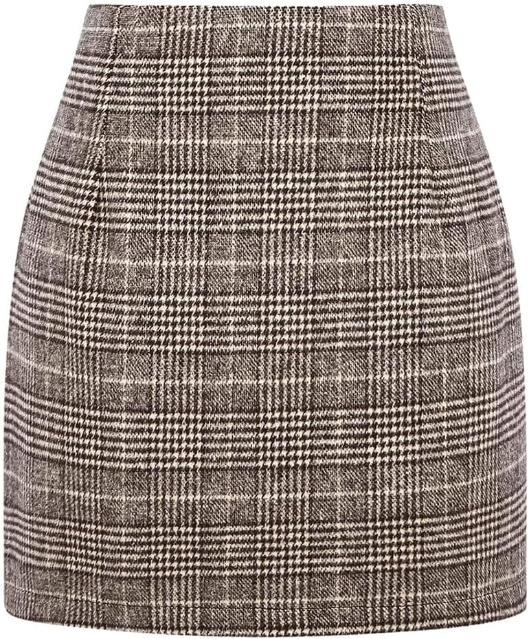 Plaid Mini Skirt for Women High Waist A Line Bodycon Style