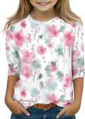 Sweatshirts for Teen Girls Crew Neck 3/4 Sleeve Printed Loose Pullover