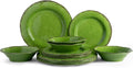 LEHAHA Melamine Dinnerware Set 12-Piece Green - Durable Outdoor