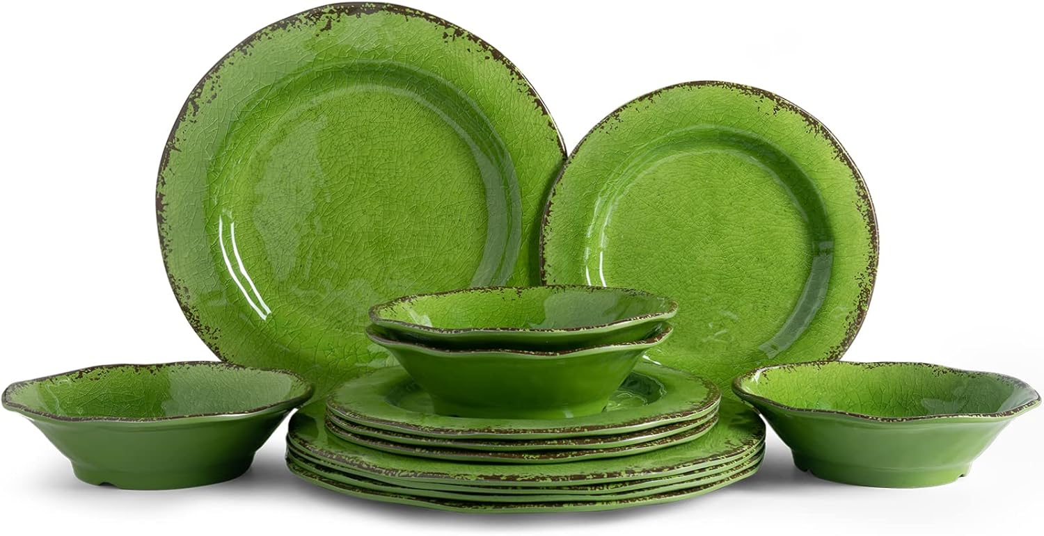 LEHAHA Melamine Dinnerware Set for 4 - Lightweight and Durable