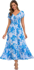 Sanmuzi Women's Summer Floral Maxi Dress for Beach Parties