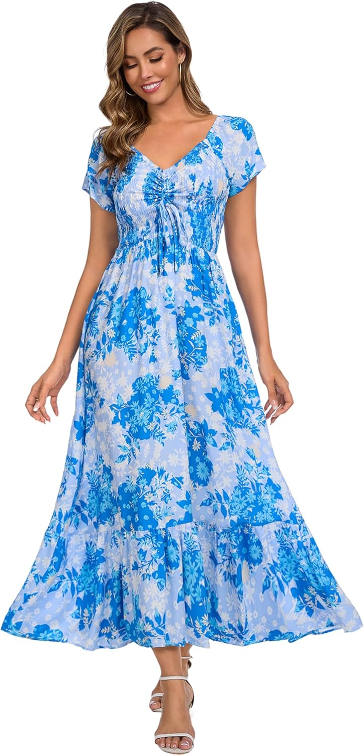 Sanmuzi Women's Summer Floral Maxi Dress for Beach Parties