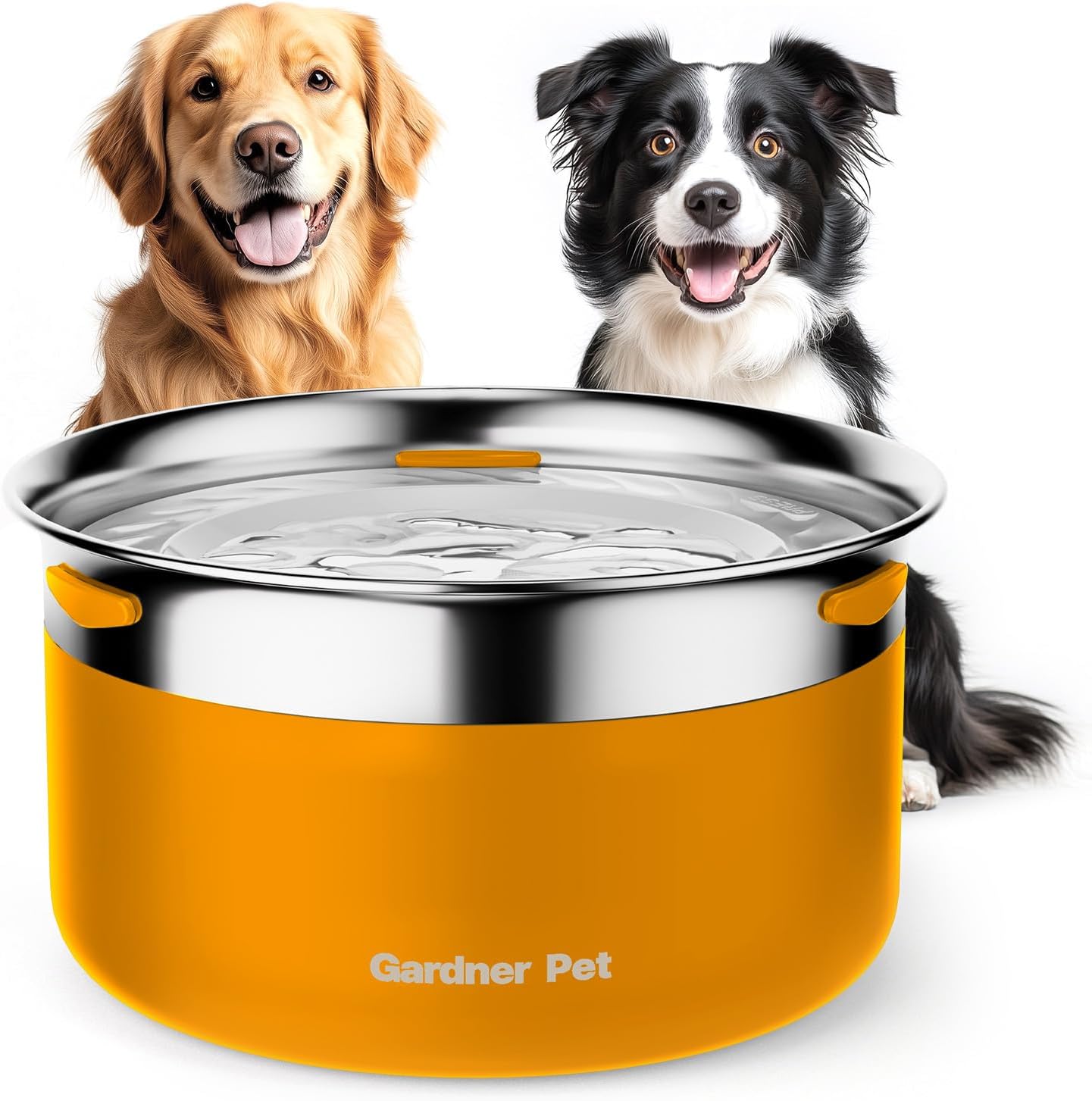 Gardner Pet Dog Bowls 1 Gallon Stainless Steel No Spill Design