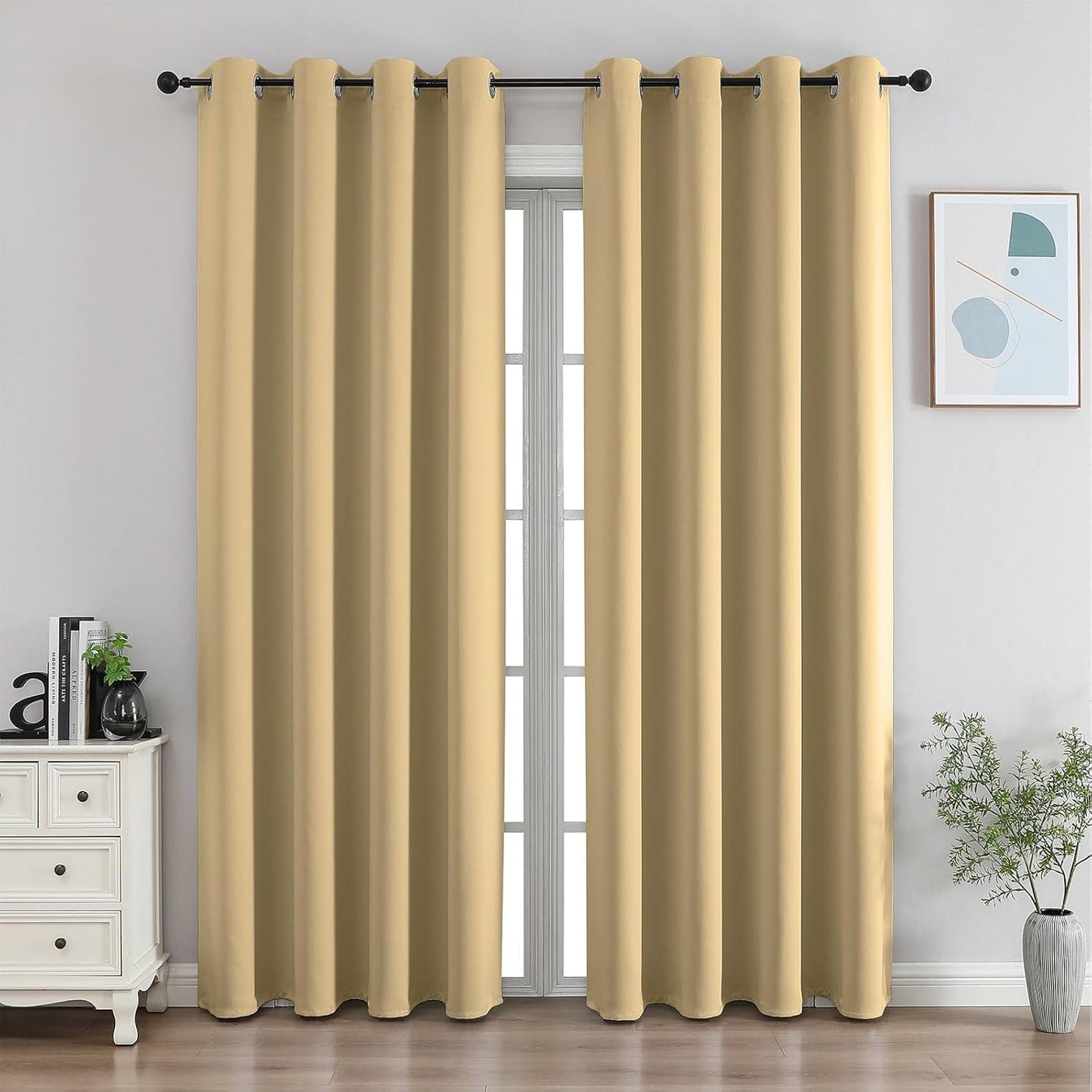 CUCRAF Beige Blackout Curtains for Bedroom & Living Room 108 in