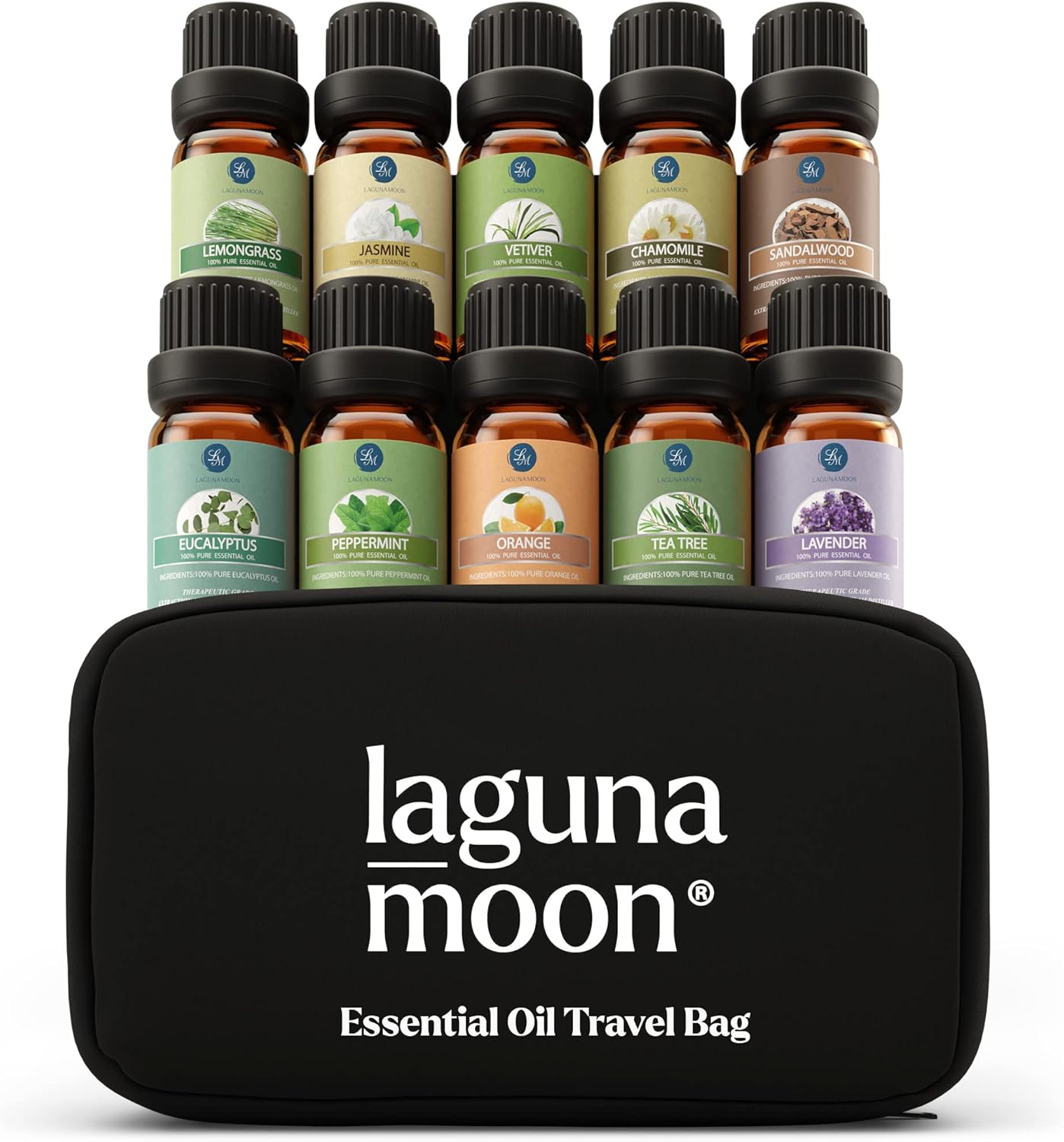 Lagunamoon 10pc Essential Oils Set - Ultimate Aromatherapy Bliss