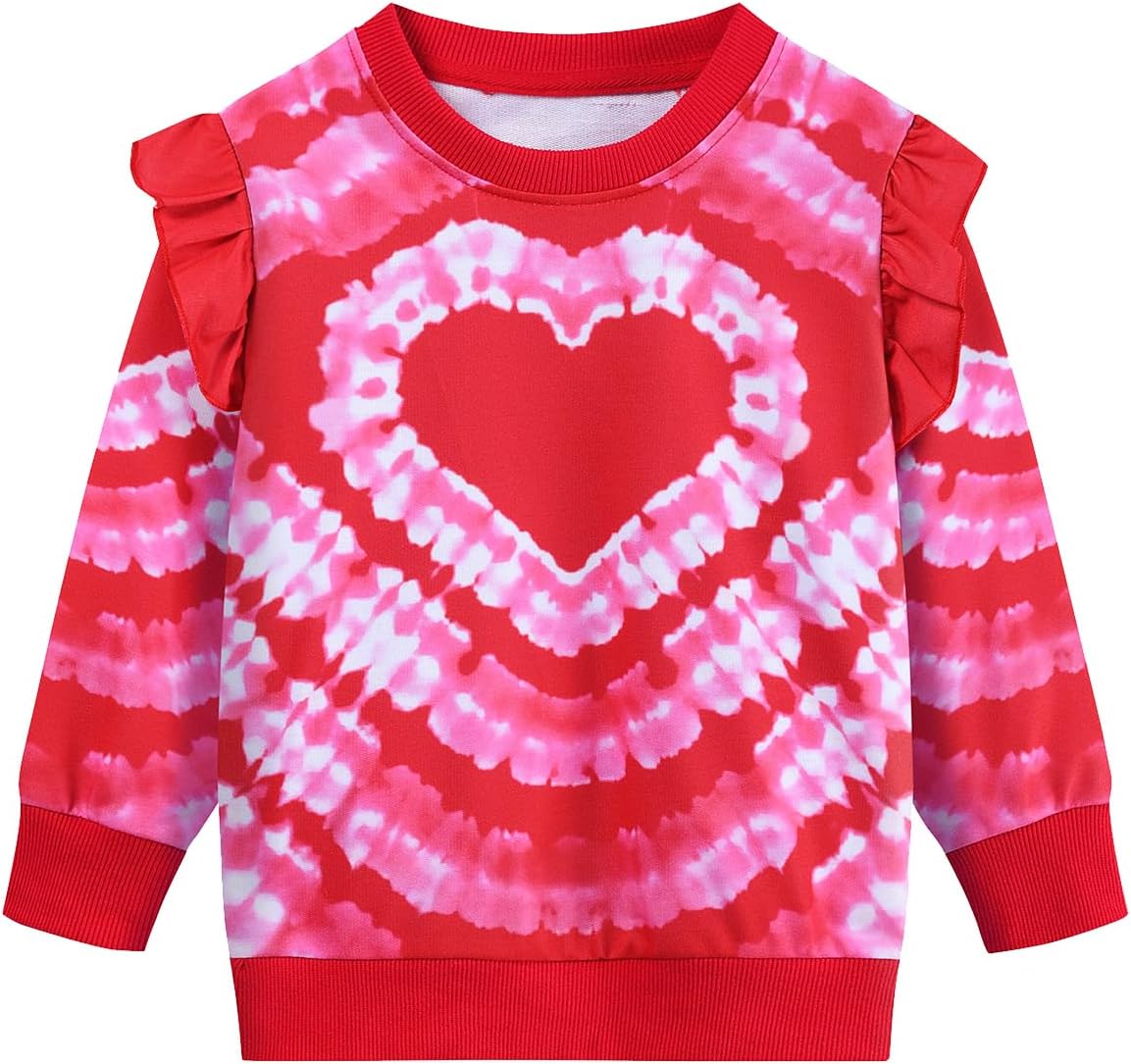 DDSOL Toddler Girls Heart Sweatshirt - Cute & Cozy Valentine's Day Top!