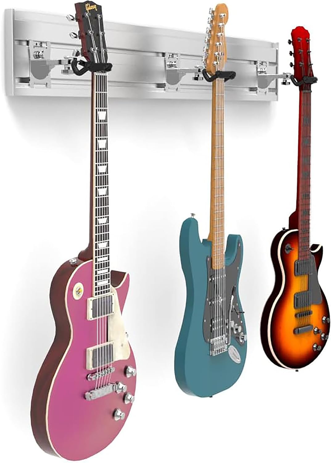 Solid Aluminum Guitar Wall Mount + Hooks