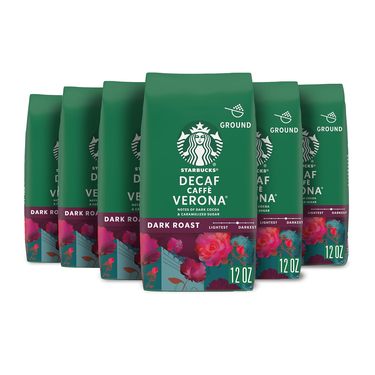 Starbucks Decaf Caff Verona Ground Coffee Bundle