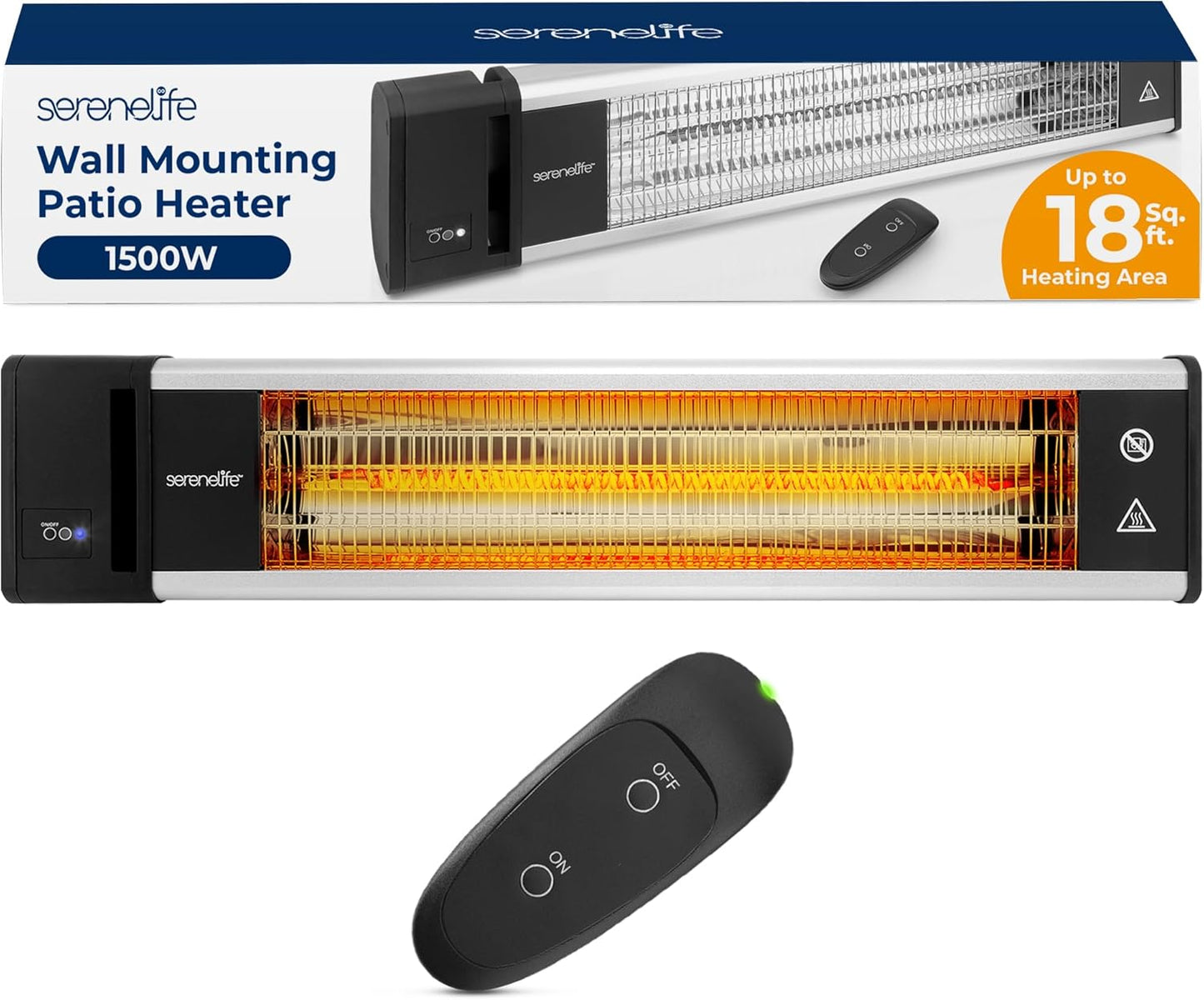 1500W SereneLife Patio Heater, Remote Control, Odorless