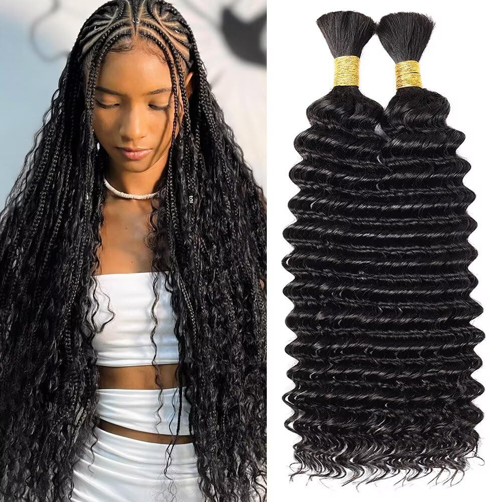 Human Braiding Hair for Boho Braids 16 Inch Natural Black Curls