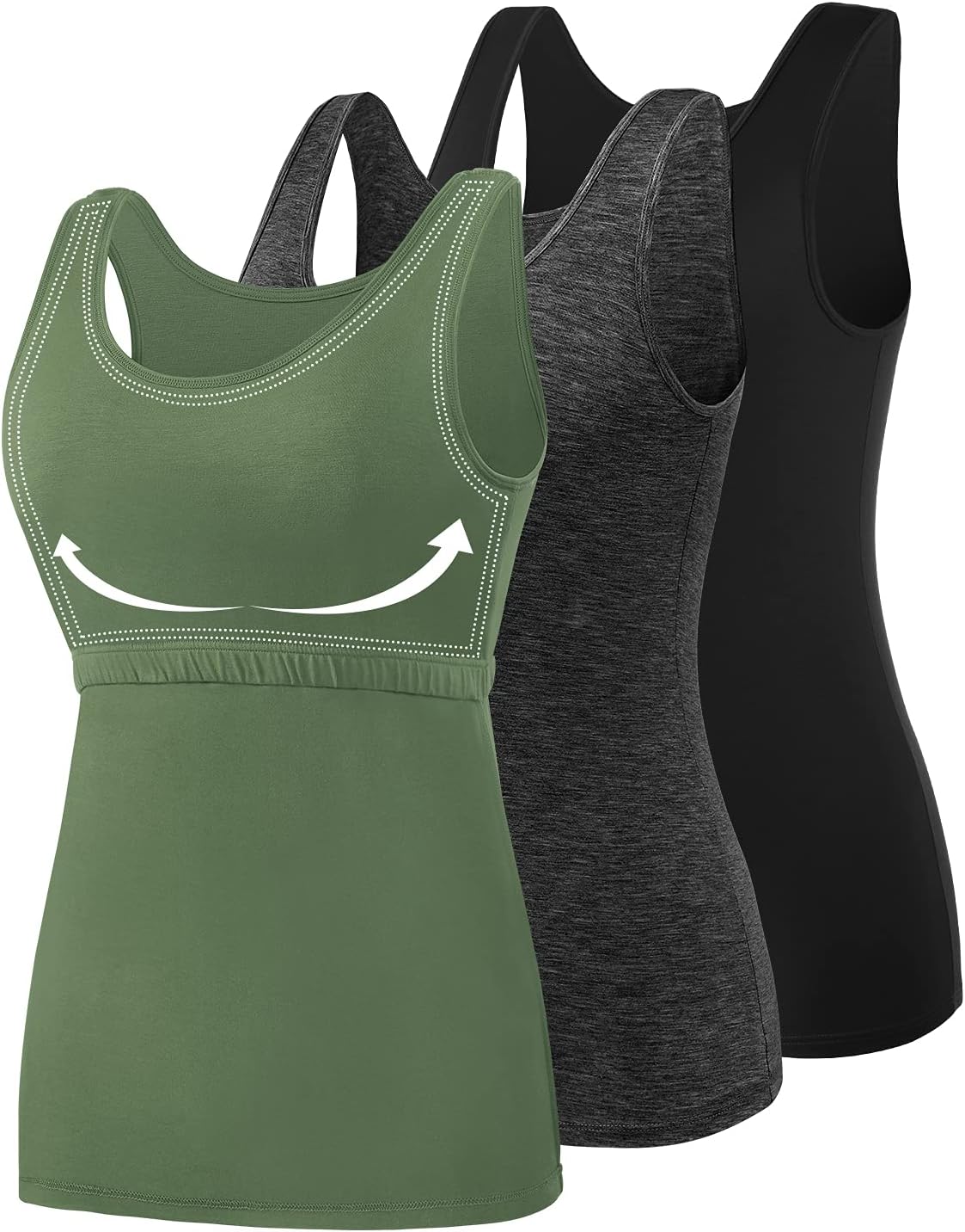 Comfortable Cotton Shelf Bra Tank Tops for Women in 2-3 Pack