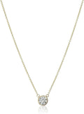 14k Gold Bezel Solitaire Pendant Necklace for Women - 16in