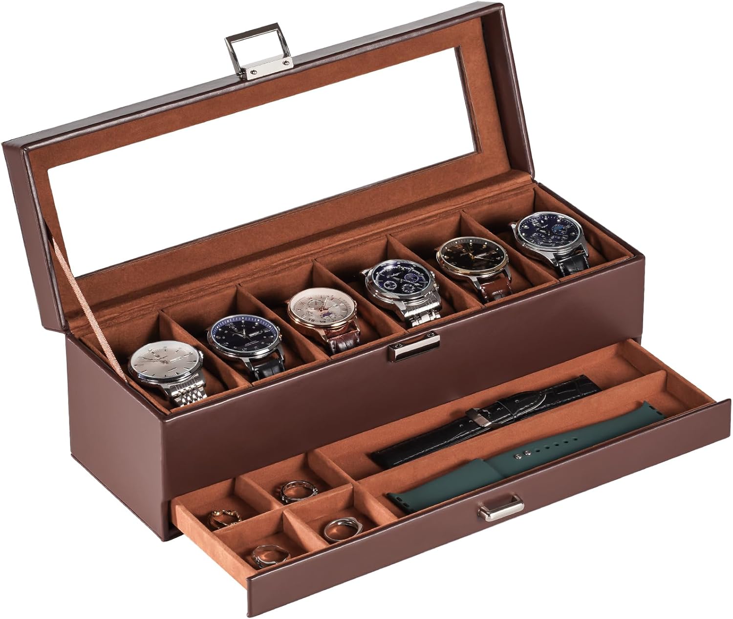 Lolalet 6-Slot Mens Watch Case - Elegant Watch Organizer