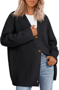 Women Oversized V Neck Cardigan Sweater - Heavyweight Fall Knit