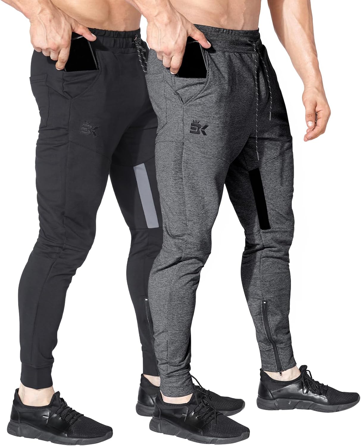 BROKIG Mens Fitted Gym Sweatpants for Casual Slim Workouts