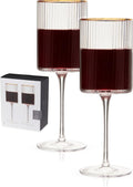 Meridian Wine Glasses with Gold Rim - Elegant Crystal Set of 2